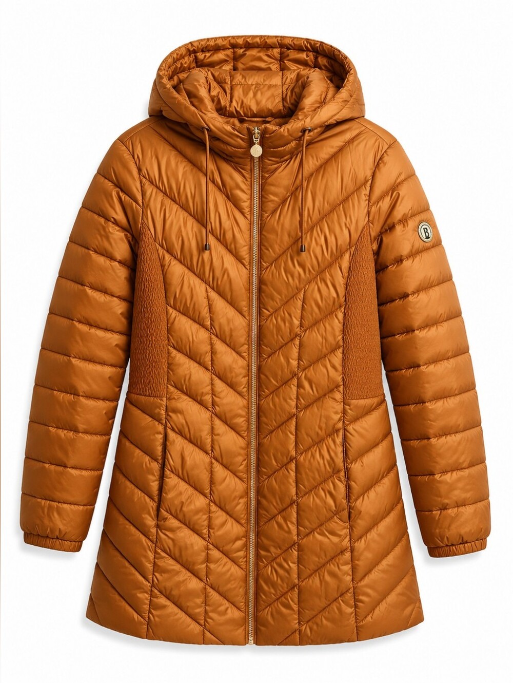 Bernardo Copper Packable Hooded Puffer Coat Gold Hardware L, Fair